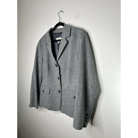 L.L. Bean Womens Wool Silk Blend Blazer Jacket Gray Size XL Petite - Picture 3 of 13